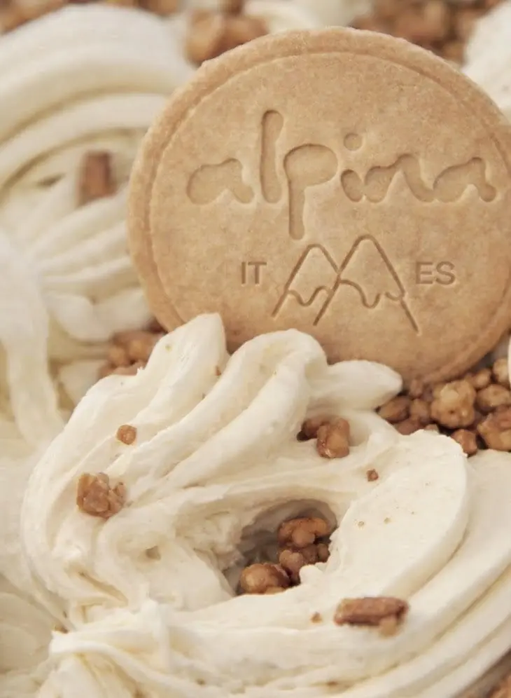 Helado artesanal con galleta de la marca Alpina Gelateria
