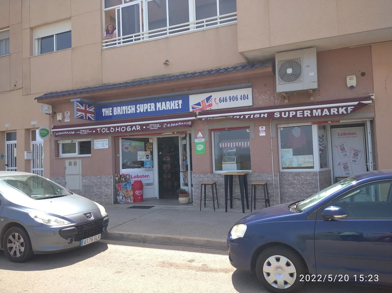 Fachada de British Super Market en la Calle Mar Menor, Los Belones