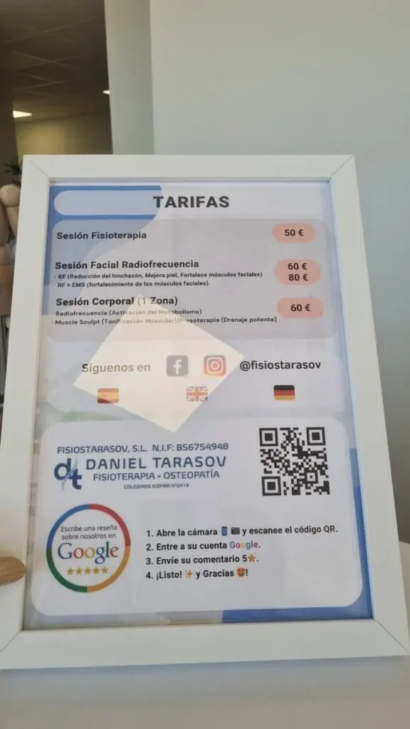 Recepción del centro Fisioterapia y Osteopatía Daniel Tarasov