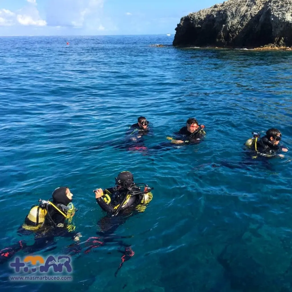 Buceadores en la Reserva Marina de Cabo de Palos con Más Mar Buceo