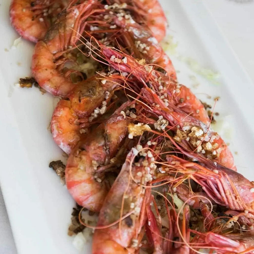 Gamba roja servida en Restaurante Miramar