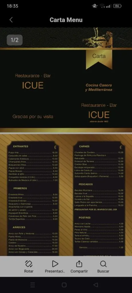 Plato casero en Tapería Icue